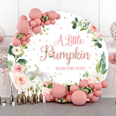 Lofaris Little Pumpkin Floral Round Girl Baby Shower Backdrop